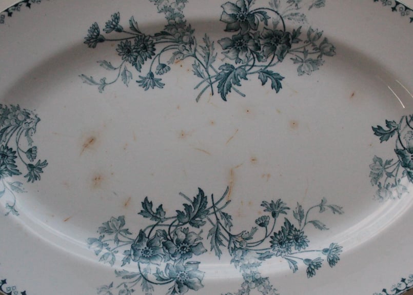 フランス/サルグミンヌ（SARRGUEMINES）ELVIREオーバルblue Sarreguemines 【サルグミンヌ】ELVIRE・オーバルプレート | Antique