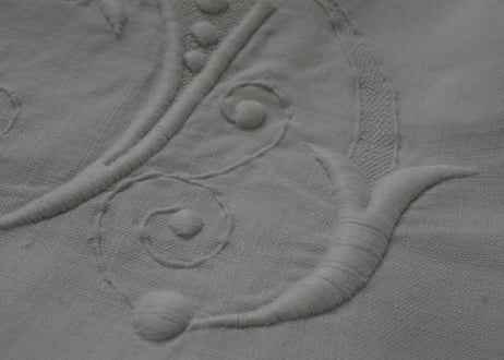France Antique Linge Ancien Feuilles MONOGRAM“RB”