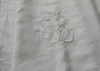 France Antique Linge Ancien Feuilles MONOGRAMピュアリネンレースの大判シーツ