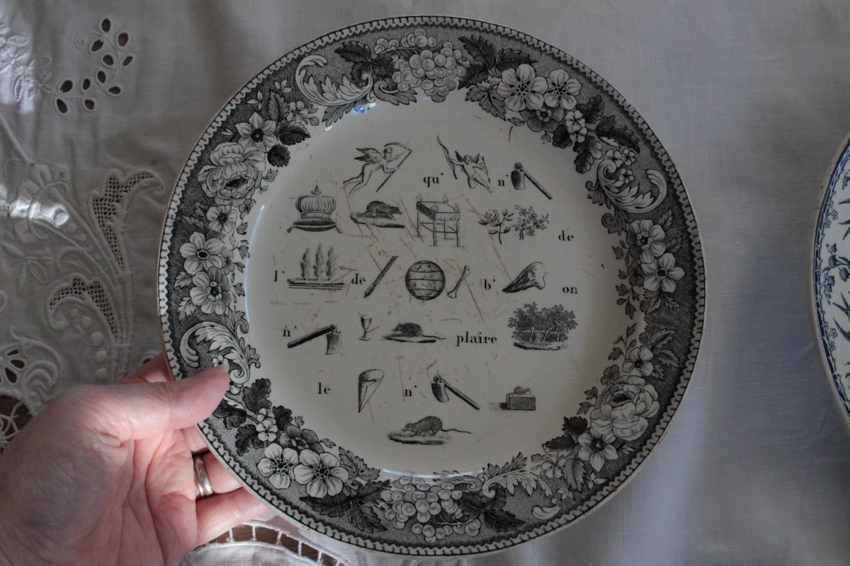 クレイユエモントローcreil et montereau グリザイユ皿　レア A】Creil et Montereau【クレイユ モントロー】グリザイユプレート | An