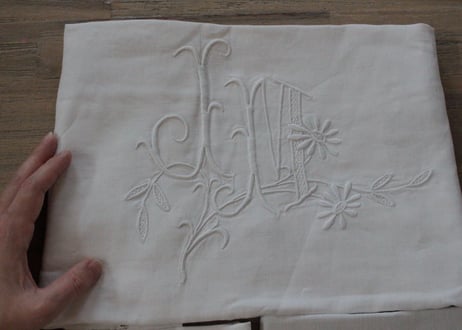 France Antique クッションカバー/MONOGRAM "J・M"