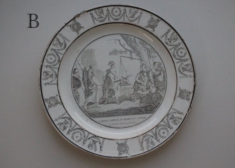 Creil et Montereau【クレイユ モントロー】グリザイユプレート（数量3