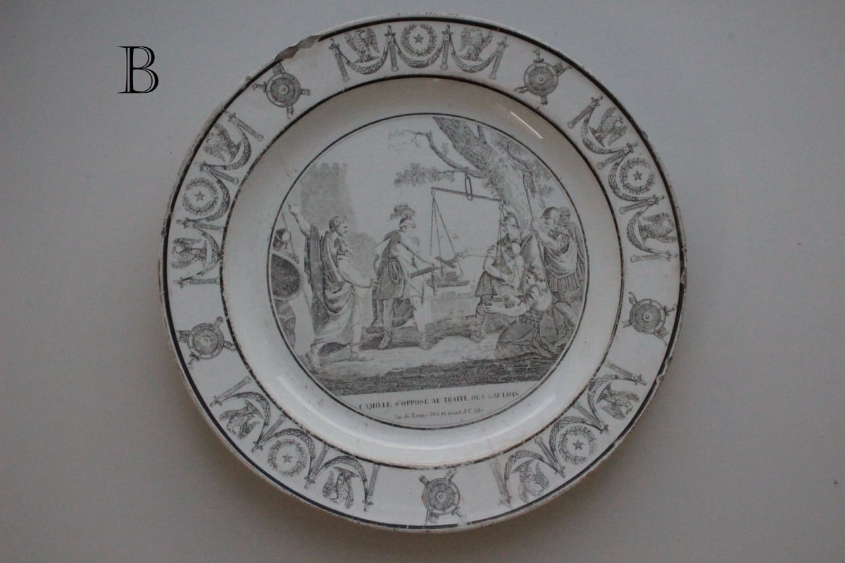 Creil et Montereau【クレイユ モントロー】グリザイユプレート（数量3