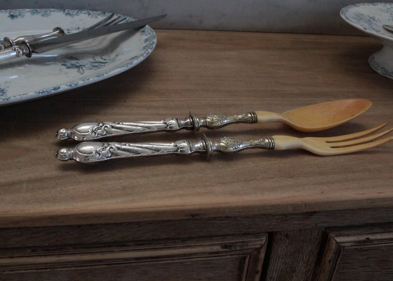 サラダサーバー/シルバースプーン&フォーク2本セット | Antique