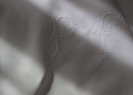 France Antique クッションカバー/MONOGRAM "P・F"