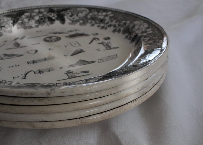 クレイユエモントローcreil et montereau グリザイユ皿　レア CREIL ET MONTEREAU | La. YHA