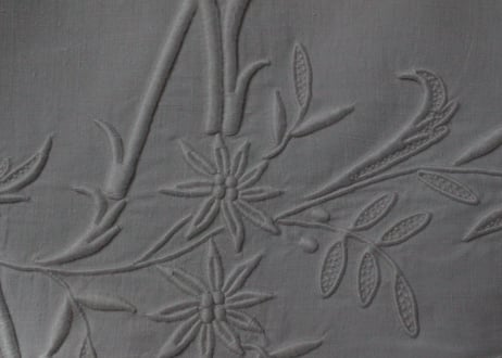 France Antique Linge Ancien Feuilles MONOGRAM“ML”大判シーツ