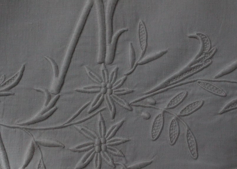 France Antique Linge Ancien Feuilles MONOGRAM“M