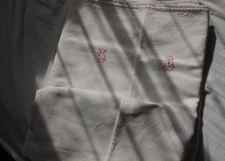 France Antique Linge Ancien Feuilles MONOGRAM“ C・B”大判シート