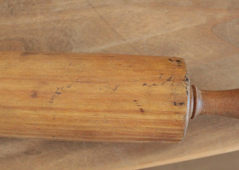 アンティーク　McDougalls 広告入り　ローリングピン　麺棒　陶器 フランスアンティーク 木製のローリングピン | Antique & Brocante R.loger