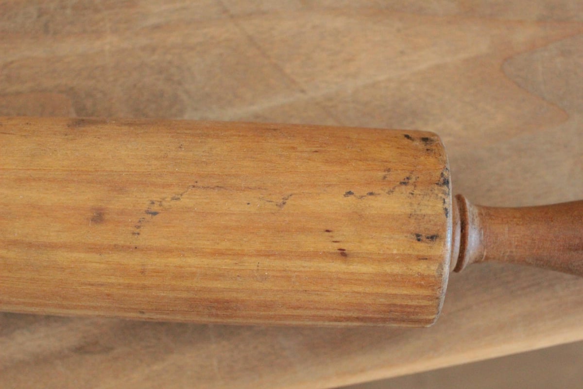 アンティーク　McDougalls 広告入り　ローリングピン　麺棒　陶器 フランスアンティーク 木製のローリングピン | Antique & Brocante R.loger