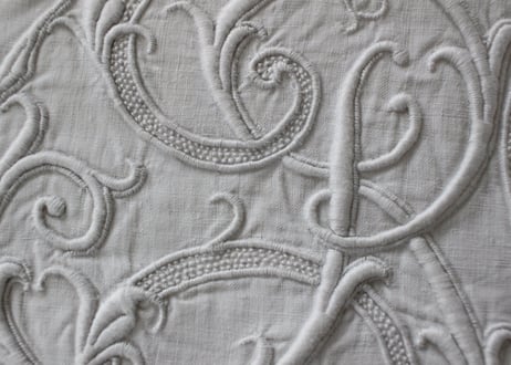 France Antique Linge Ancien Feuilles MONOGRAMピュアリネンの大判シーツ