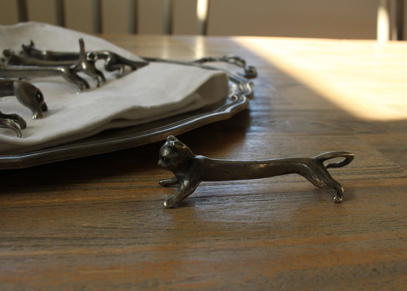 レア！　猫　20世期　ORGU カトラリーレスト 純銀 800 イスタンブール レア！ 猫 20世期 ORGU カトラリーレスト 純銀 800