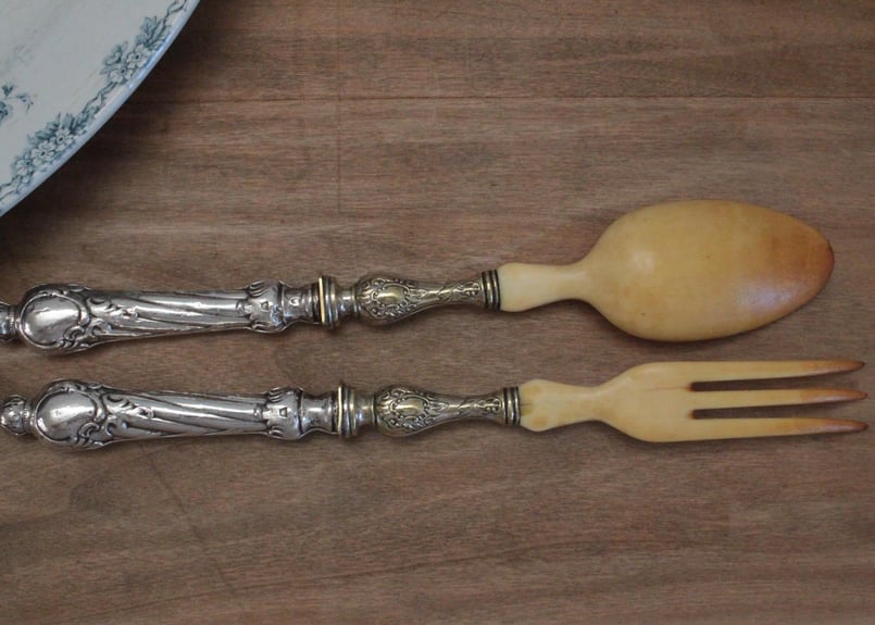 サラダサーバー/シルバースプーン&フォーク2本セット | Antique