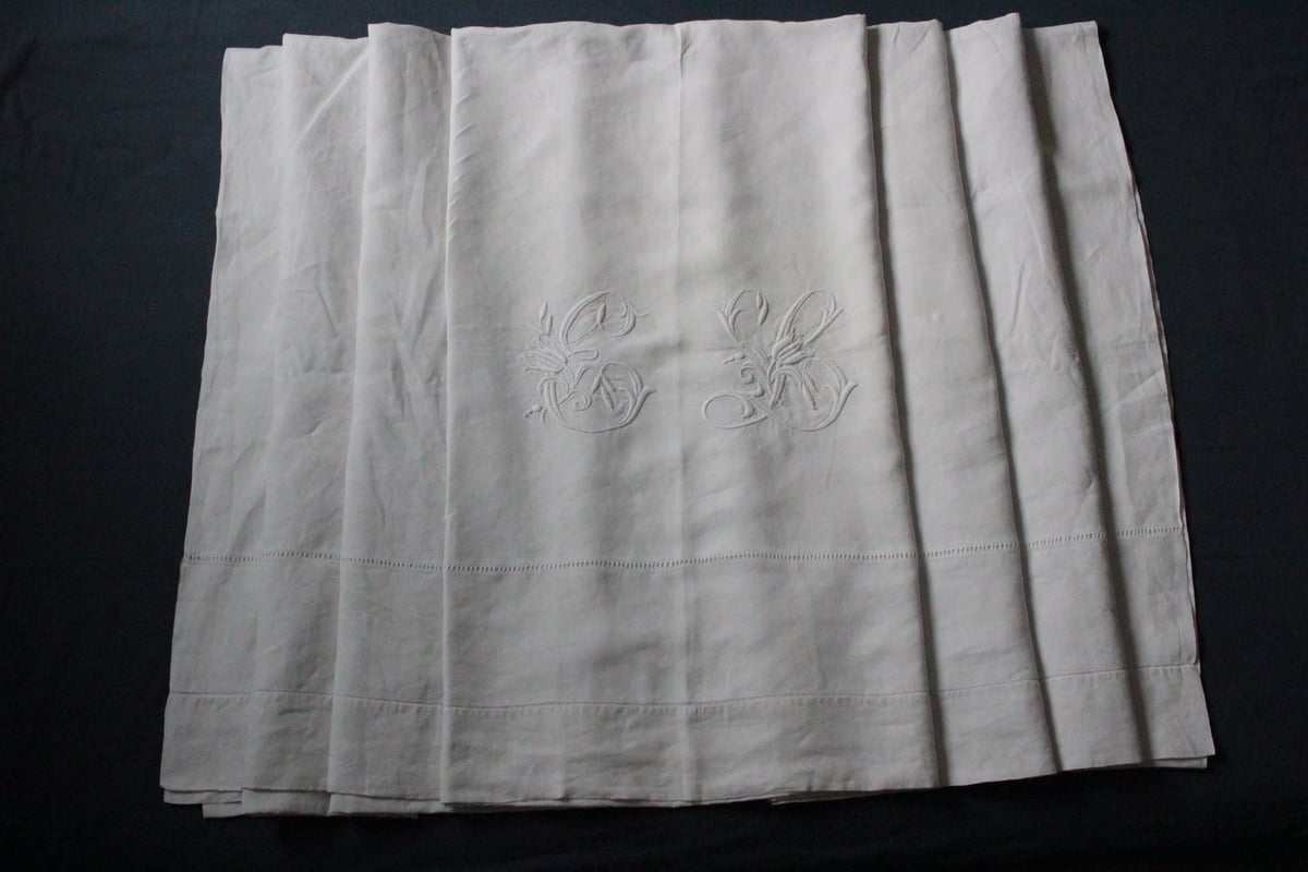 フランスアンティークイニシャルシーツ/モノグラムカバー/MONOGRAM“JC” フランスアンティークイニシャルシーツ/モノグラムカバー