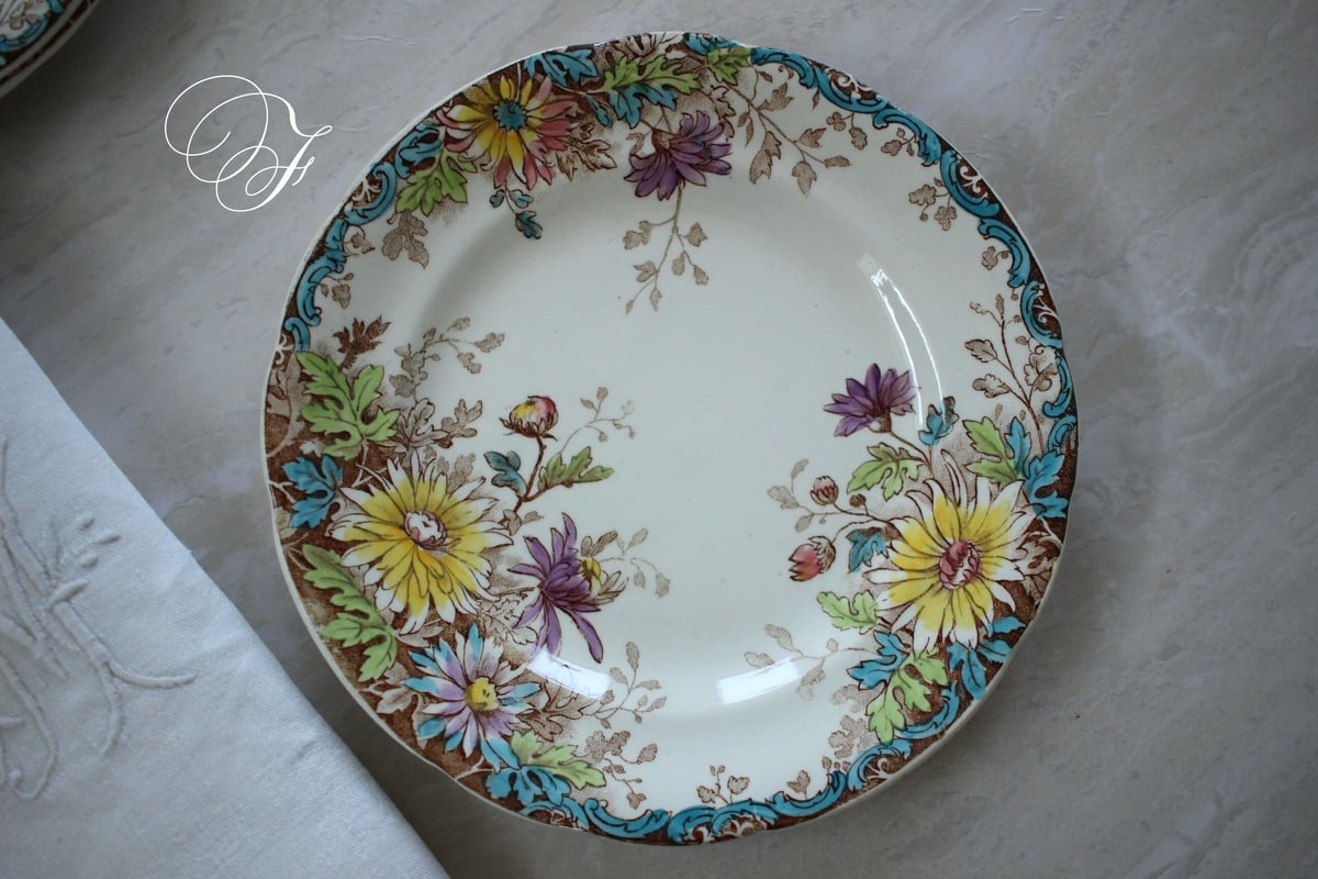希少美品ジアンFLEURS D'AUTOMNフランスアンティーク