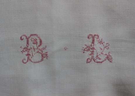 France Antique Linge Ancien Feuilles MONOGRAM“ B・L”大判シート
