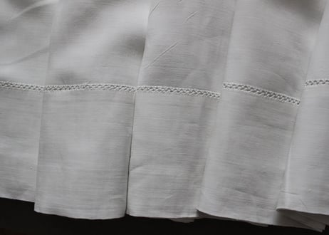 France Antique MONOGRAM“AA”ピュアリネンレースの大判シーツ