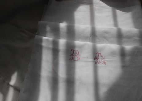 France Antique Linge Ancien Feuilles MONOGRAM“ B・L”大判シート