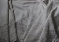 France Antique Linge Ancien Feuilles MONOGRAM“LJ”大判シーツ