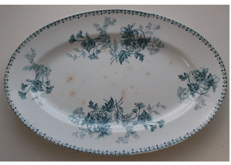 フランス/サルグミンヌ（SARRGUEMINES）ELVIREオーバルblue Sarreguemines 【サルグミンヌ】ELVIRE・オーバルプレート | Antique