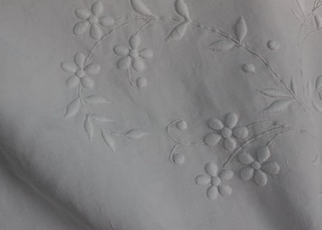 France Antique Linge Ancien Feuilles MONOGRAM“RB”