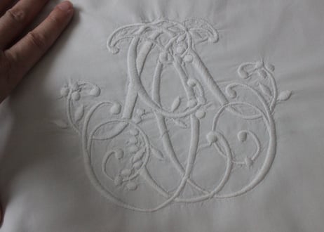 France Antique クッションカバー/MONOGRAM・W（数量2)