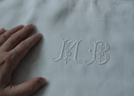 France Antique クッションカバー/MONOGRAM "M・B"