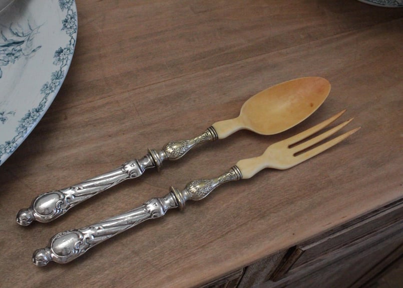サラダサーバー/シルバースプーン&フォーク2本セット | Antique