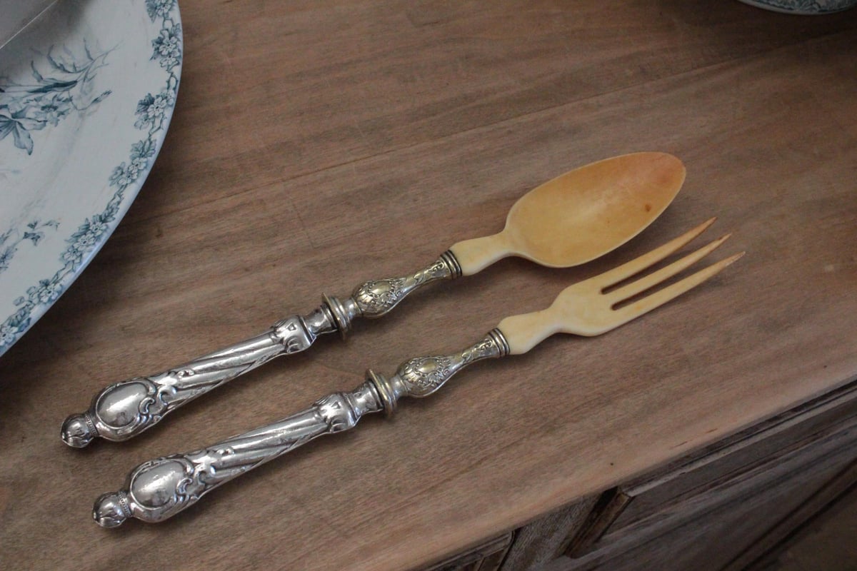 サラダサーバー/シルバースプーン&フォーク2本セット | Antique