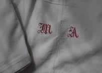 France Antique Linge Ancien Feuilles   Monogramme “M・A”赤/モノグラム大判シーツ