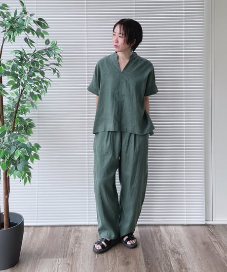 【doux bleu】　コットンリネンワイドコクーンパンツ　2625-082
