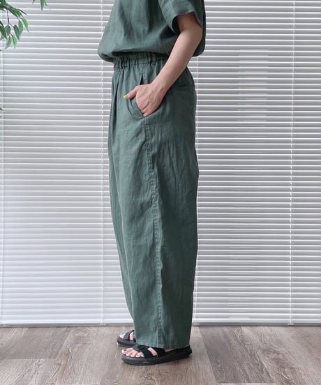 【doux bleu】　コットンリネンワイドコクーンパンツ　2625-082