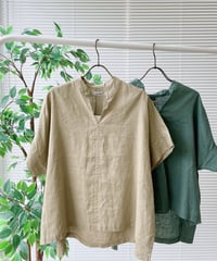 【doux bleu】きちんと、涼しく、コットンリネンスキッパープルオーバー　2623-081
