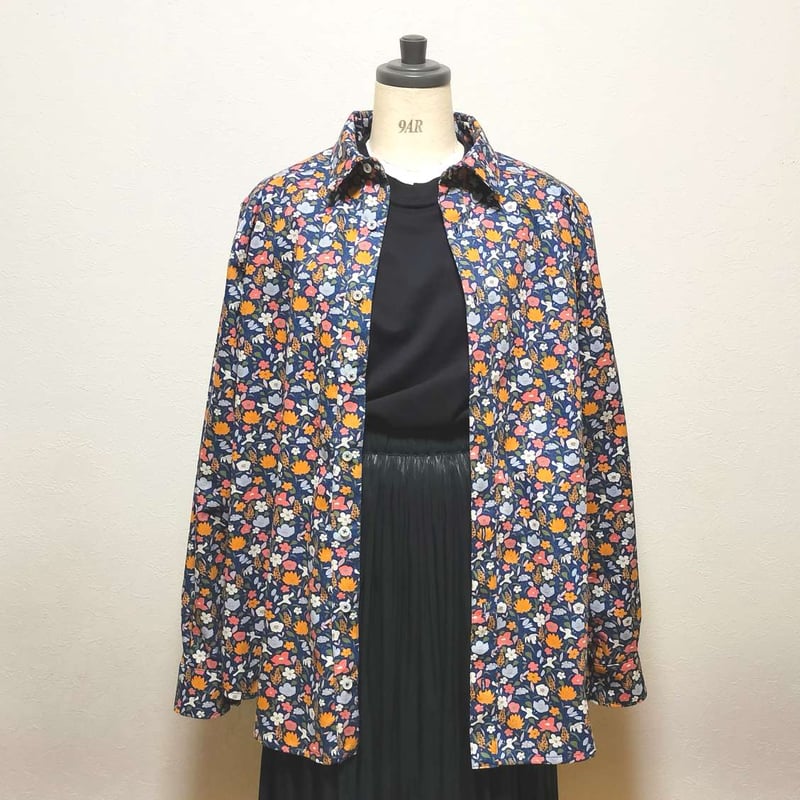 long sleeve shirt ー花柄ネイビーー | pitonner