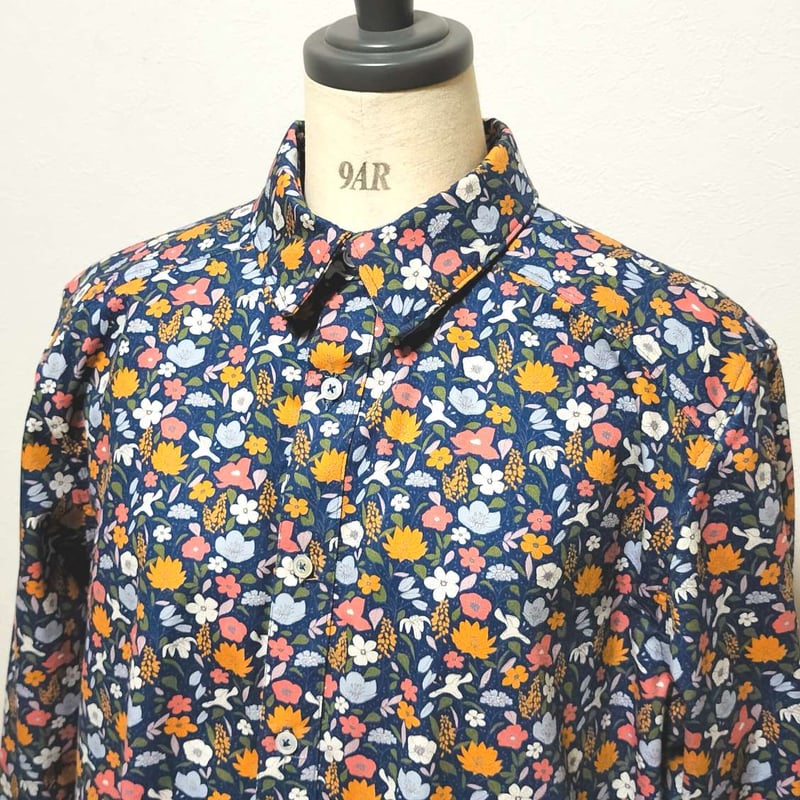long sleeve shirt ー花柄ネイビーー | pitonner.
