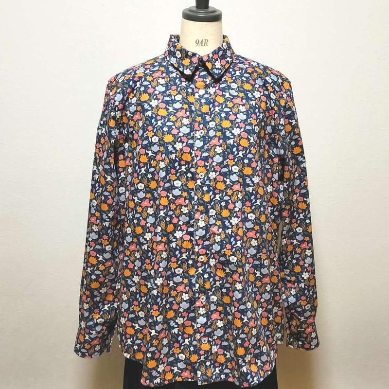 long sleeve shirt ー花柄ネイビーー | pitonner.