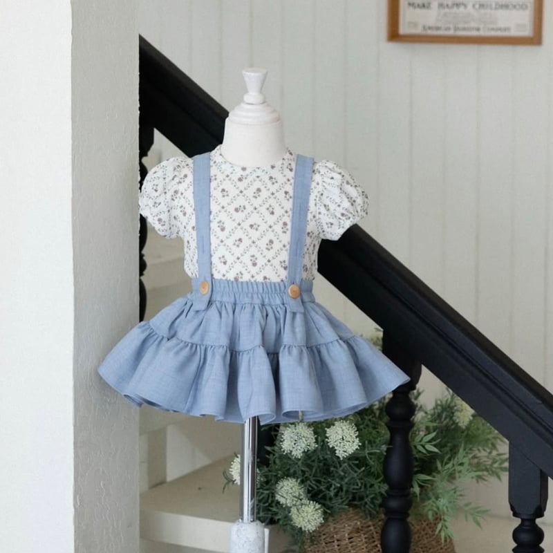 Wonny Ribbon【即納】(残りL) Grace skirt (cotton sky)
