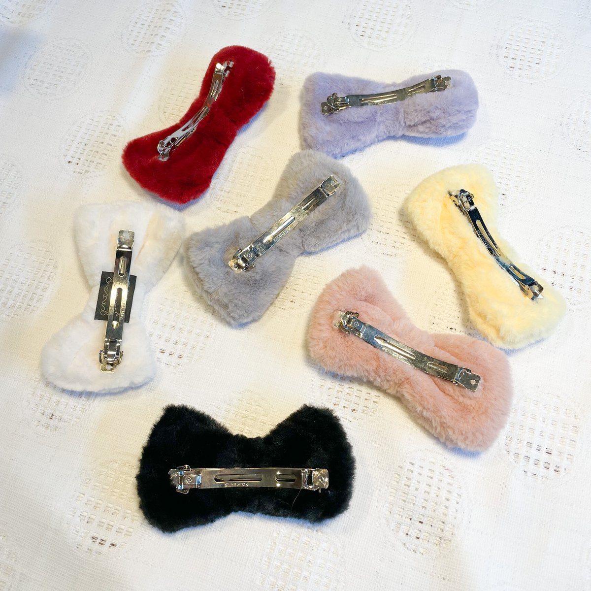 リボン　バレッタ♡スエードリボンブラウン♡ファー付き♡ハンドメイド sankyo shokai ミンク バレッタ リボン ヘアアクセサリー ファー