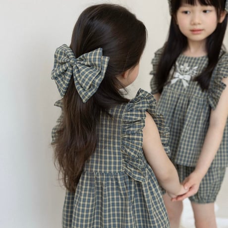 Wonny Ribbon【即納】(残りXL) Olive check set up《送料無料・セット割対象》