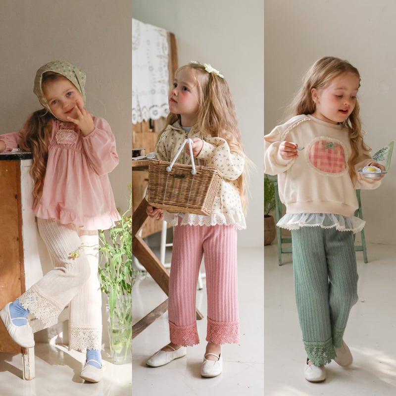 puella FLO【予約】Dana knit pants (cream/pink/green