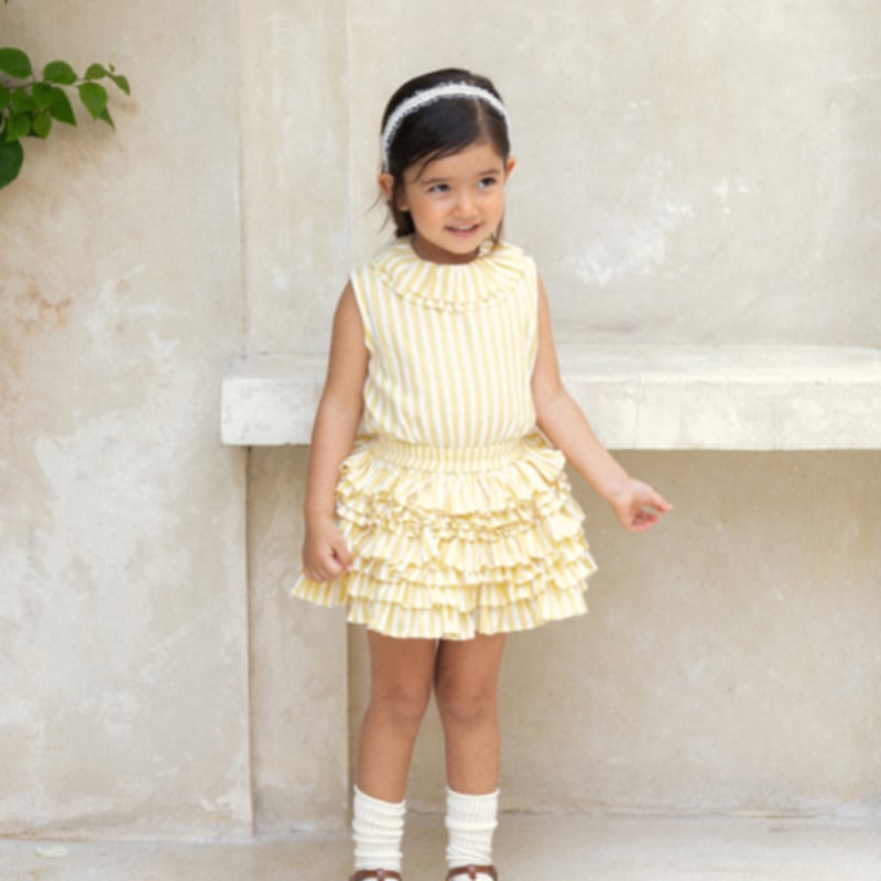 wonny ribbonイエロー Sサイズ Wonny Ribbon【即納】(残りS・M) Blooming skirt & blouse