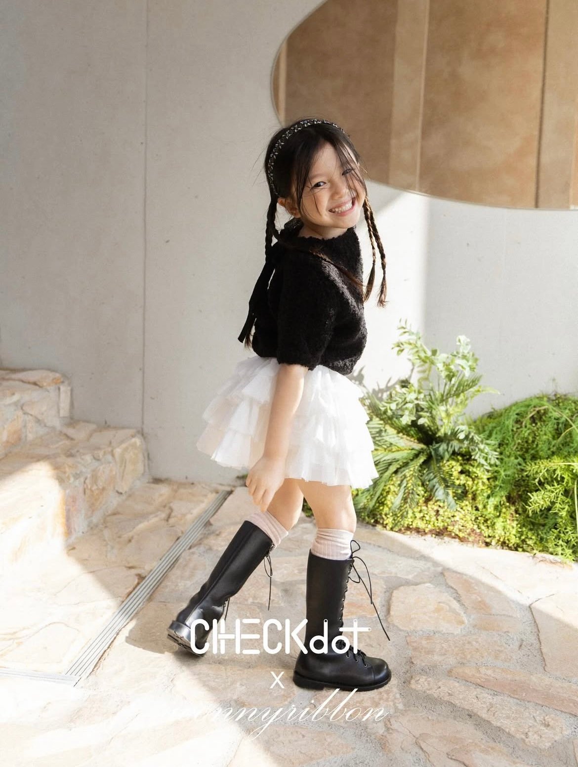 Wonny Ribbon【即納】Feather skirt (black/pink) 《送料無