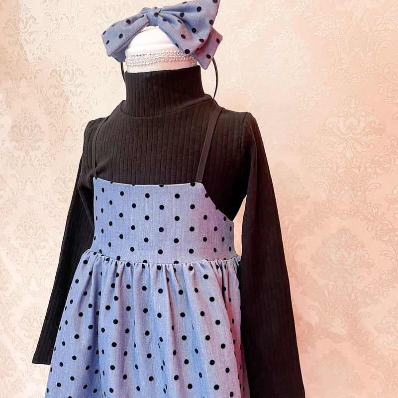 Wonny Ribbon【即納】(残りS・3XL) Blue Dot Dress《送料無料・セ