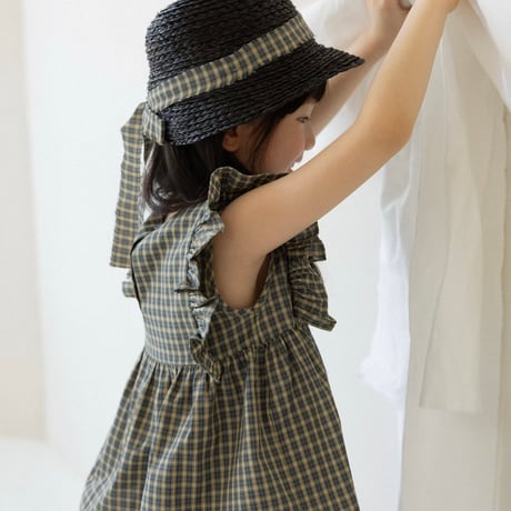 Wonny Ribbon【即納】(残りXL) Olive check set up《送料無料・セット割対象》