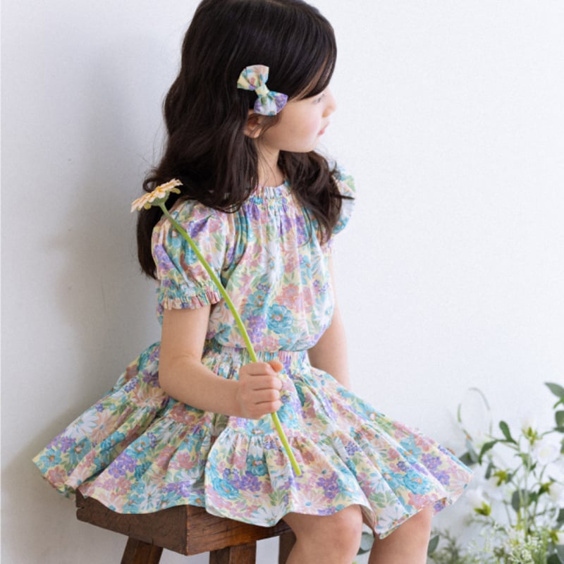 Wonny Ribbon【即納】Flower garden skirt & blouse se