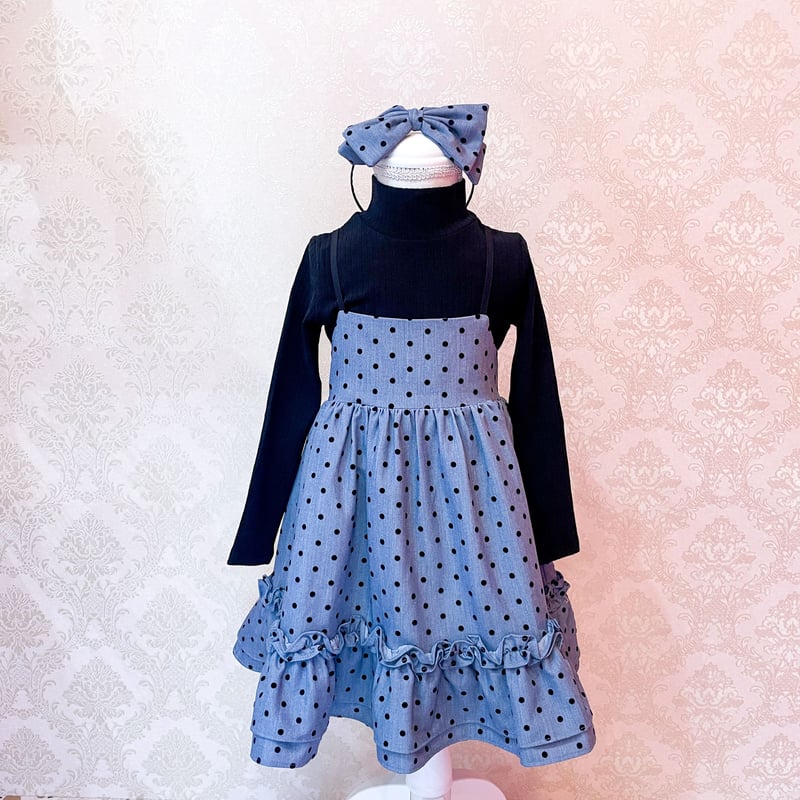 wonny ribbon ロンパース Wonny Ribbon【即納】(残りS・3XL) Blue Dot Dress《送料無料・セ
