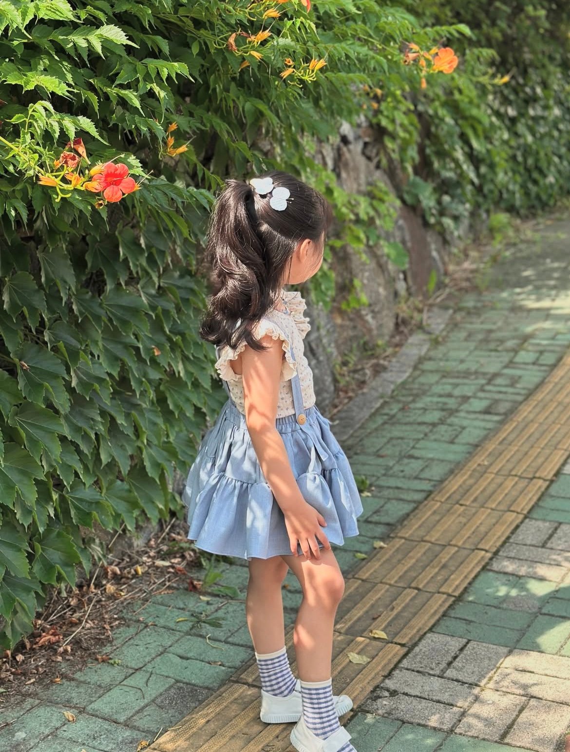Wonny Ribbon【即納】(残りL) Grace skirt (cotton sky)