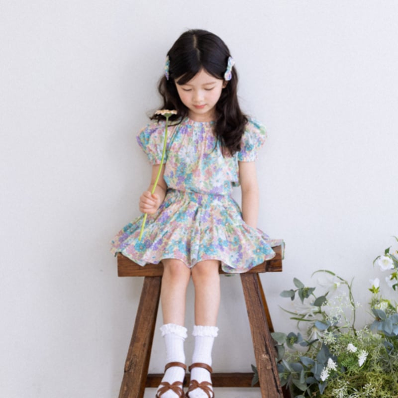 Wonny Ribbon【即納】Flower garden skirt & blouse se