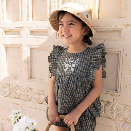 Wonny Ribbon【即納】(残りXL) Olive check set up《送料無料・セット割対象》
